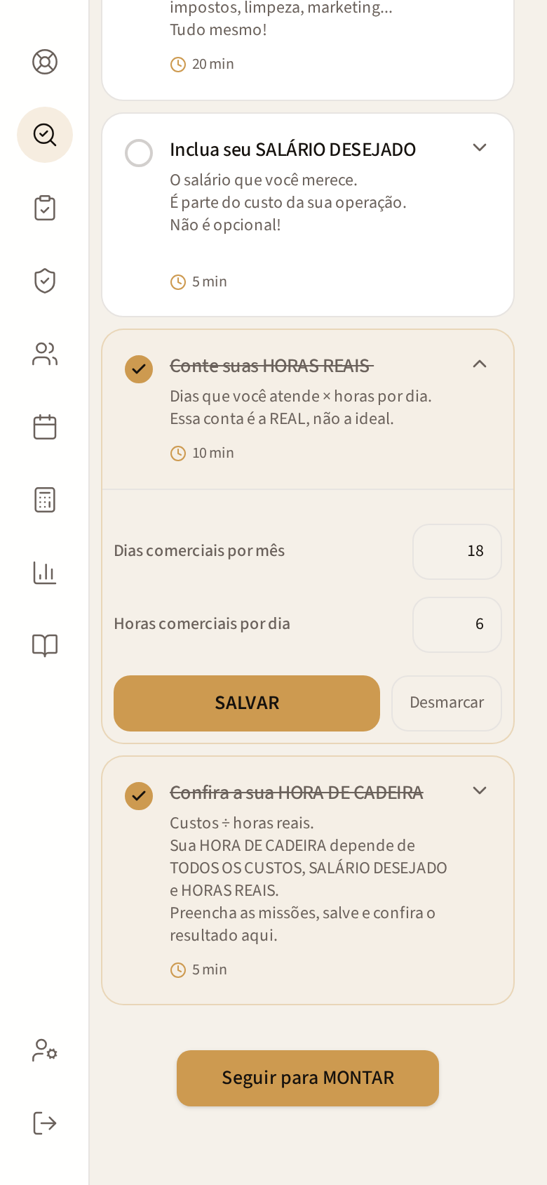 Tela CONTE SUAS HORAS REAIS no celular