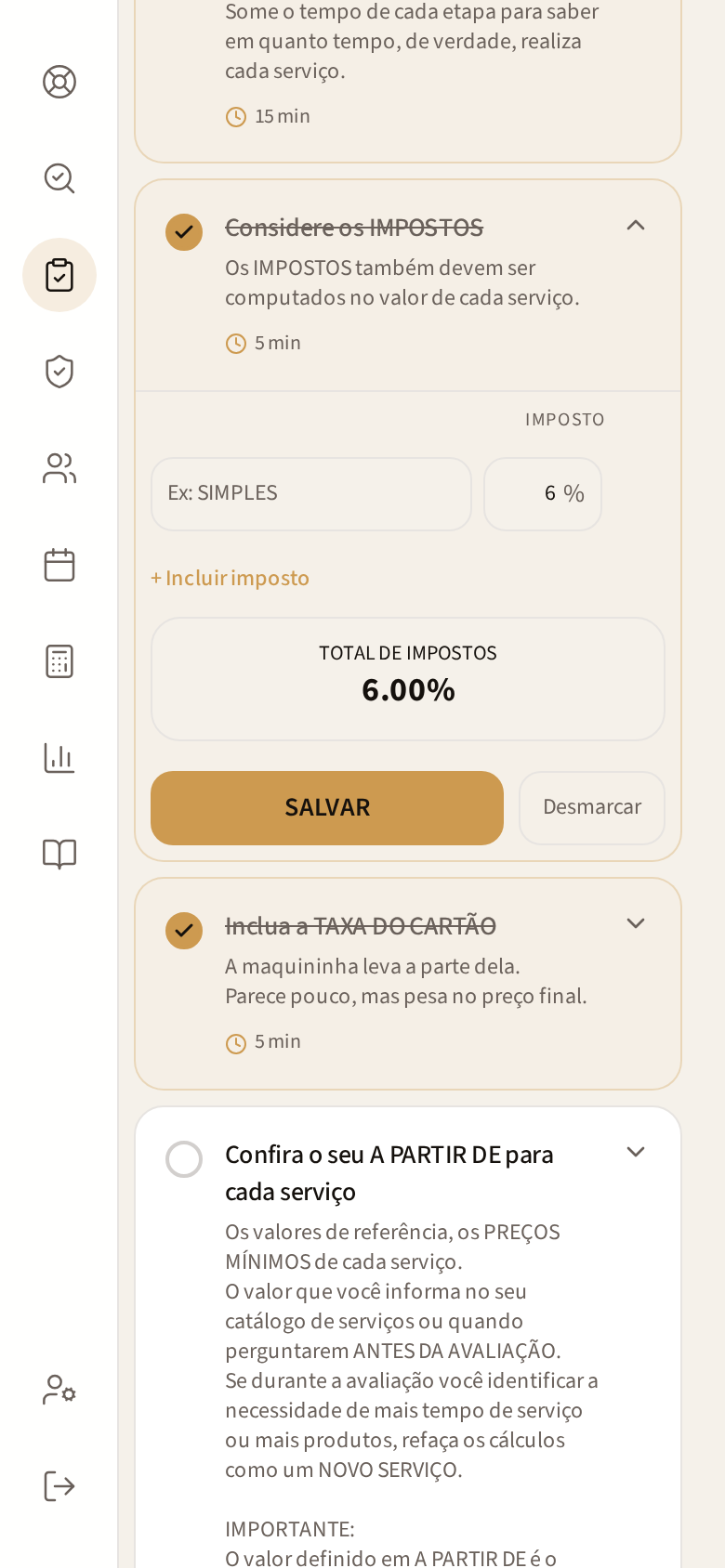 Tela CONSIDERE OS IMPOSTOS no celular