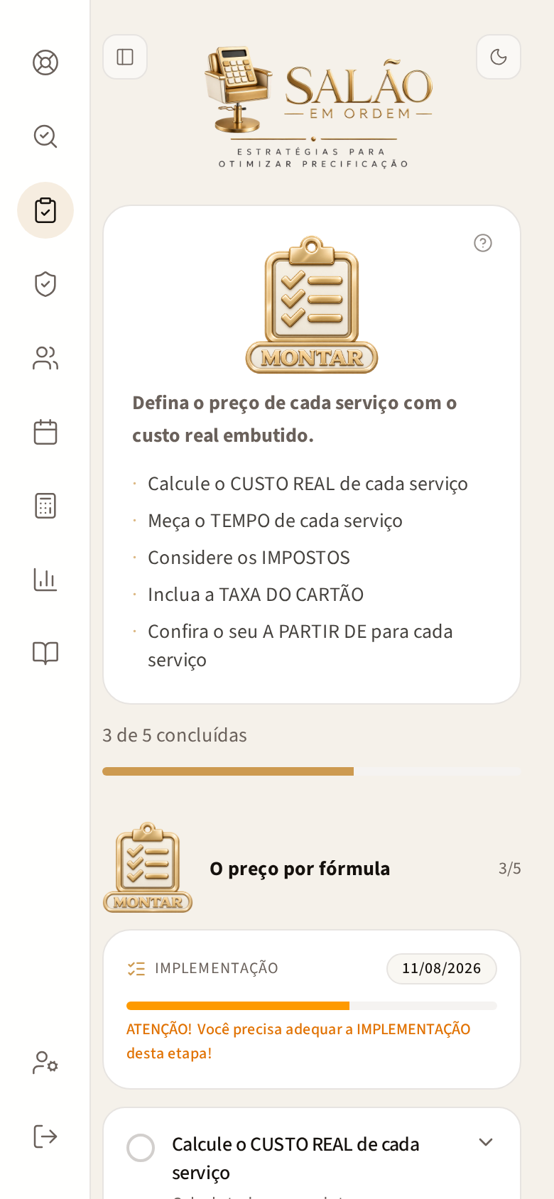 Tela MONTAR no celular