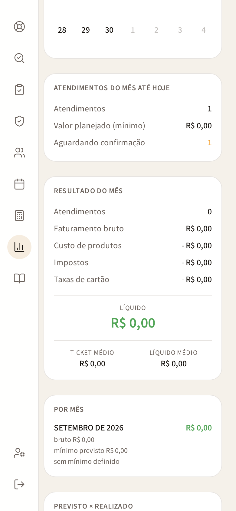 Tela RELATÓRIOS no celular